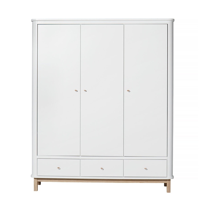 Oliver Furniture Wood Wardrobe 3 Doors White/Oak