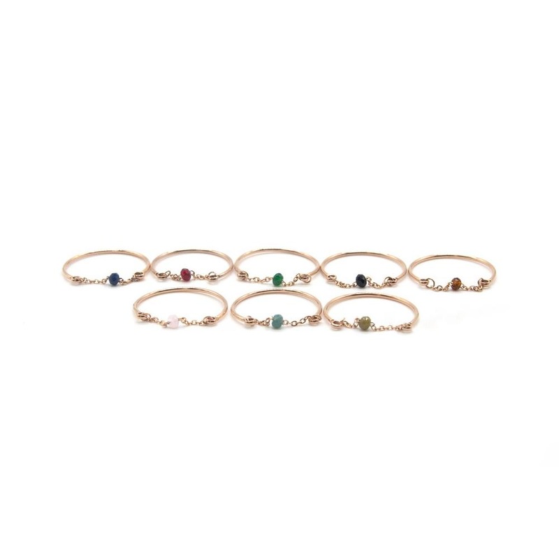 Zag Bijoux Ring SRR3848 Mini Chain with Stone Rose Gold