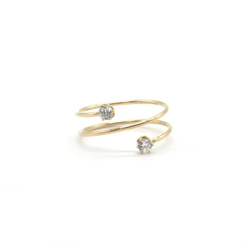 Zag Bijoux Ring SRR5601 2 White Stones Spiral Gold