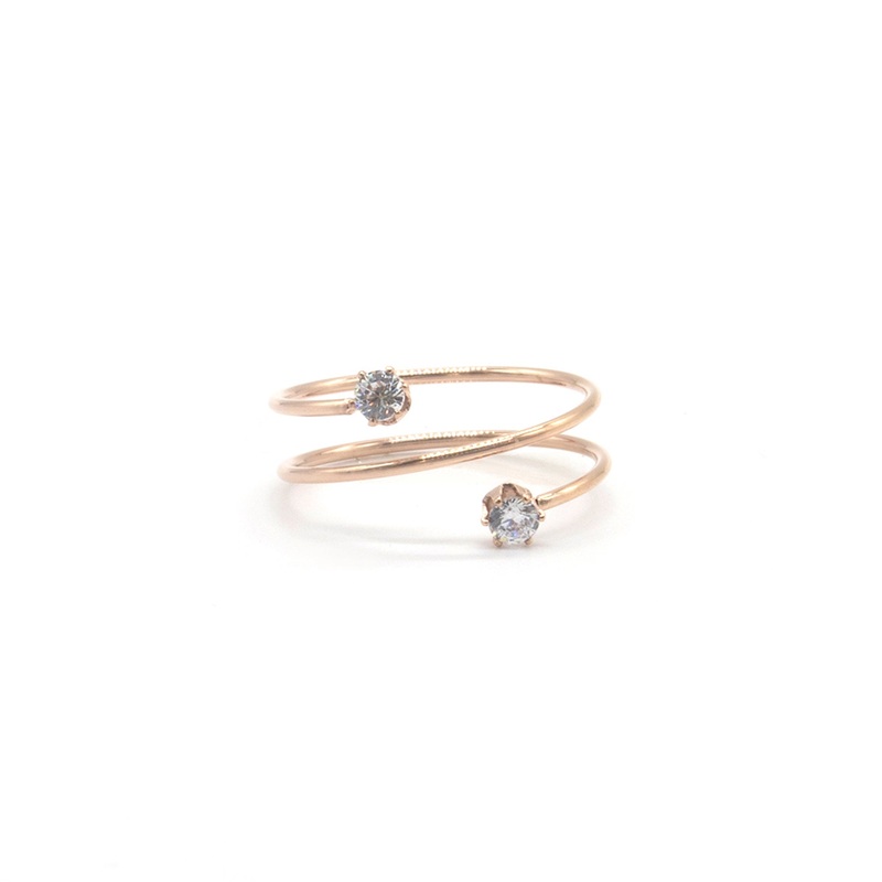 Zag Bijoux Ring SRR5601 2 White Stones Spiral Rose Gold
