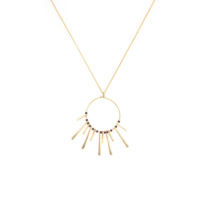 Zag Bijoux Necklace SNM4765 Radial Brown Stones Gold
