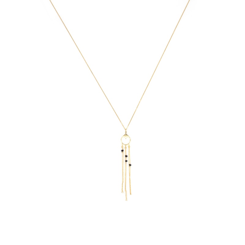 Zag Bijoux Necklace SNM4977 4 Black Stones Gold