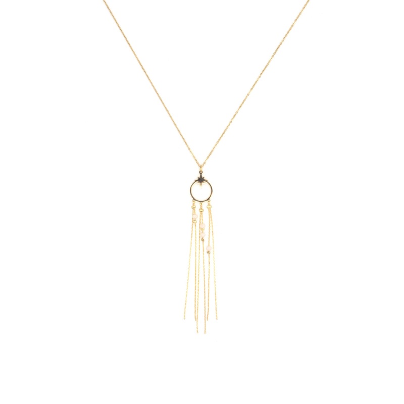 Zag Bijoux Necklace SNM4977 4 White Stones Gold