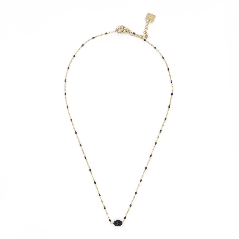 Zag Bijoux Necklace SNS4981 Black Stone Gold