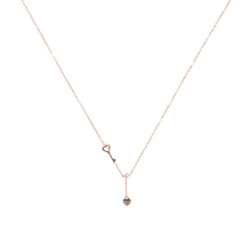 Zag Bijoux Necklace SNS5005 Heartkey Rose Gold