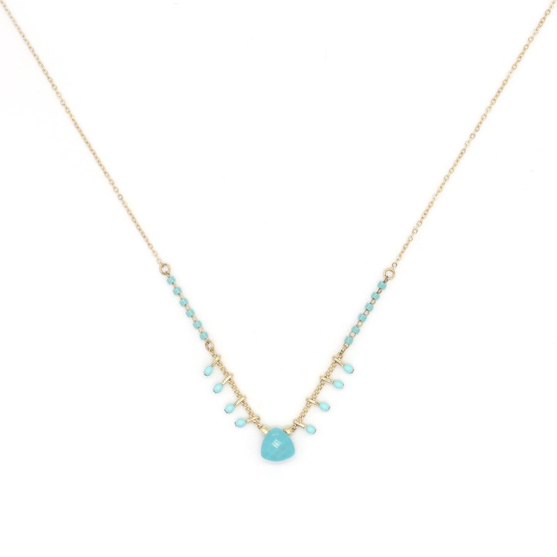 Zag Bijoux Necklace SNS5484 Turtoise Stone Gold