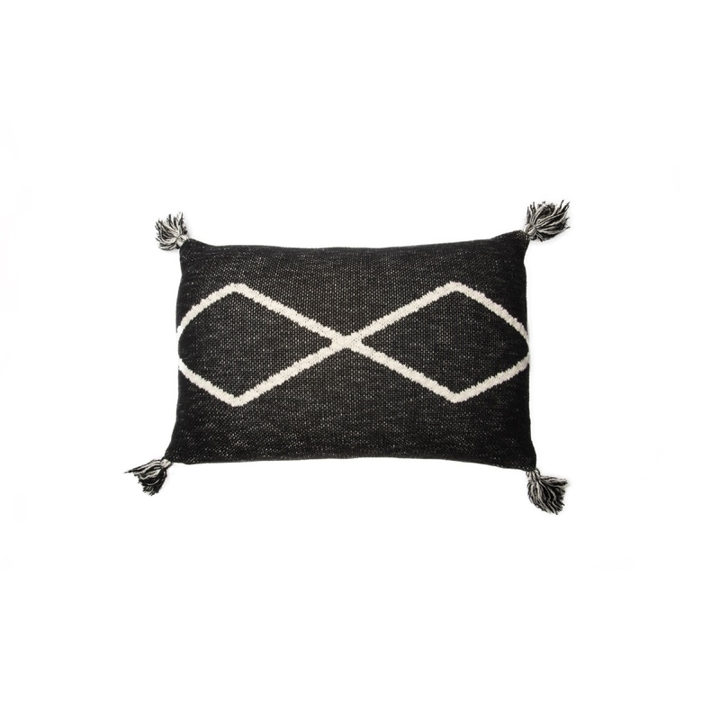Lorena Canals Oasis Black Machine Washable Knitted Cushion