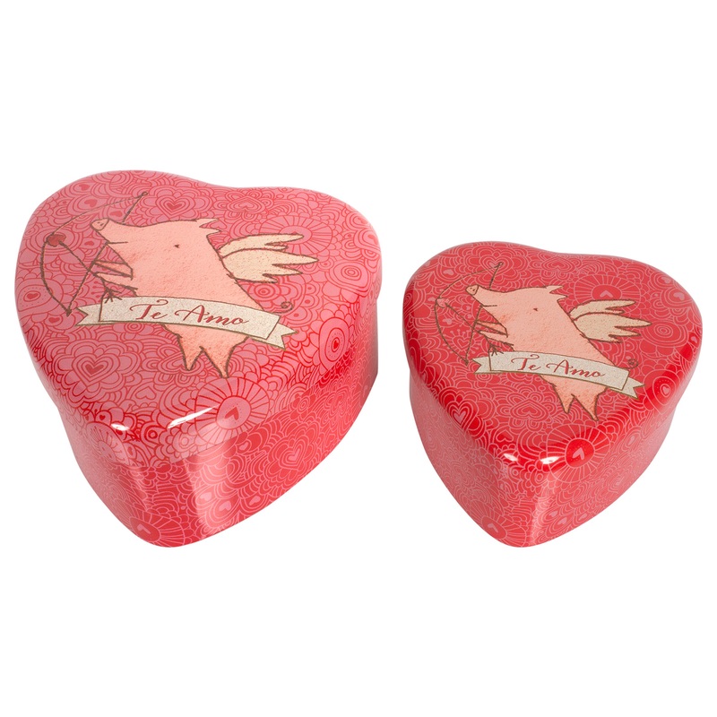 Maileg Pig Metal Heart Container Set of 2