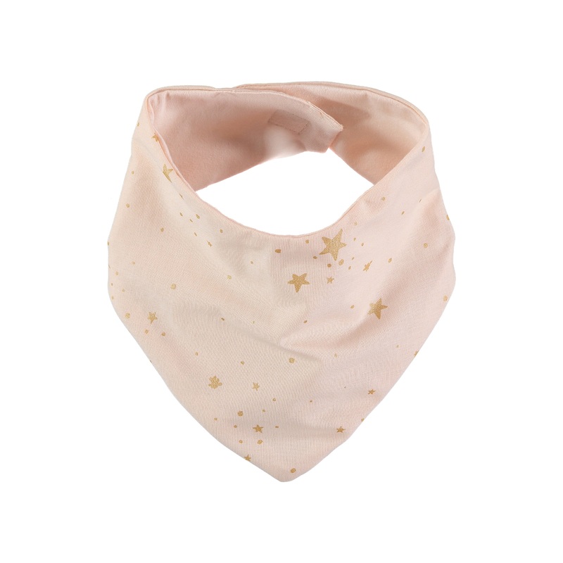 nobodinoz Lucky Bandana Bib Gold Stella/Dream Pink