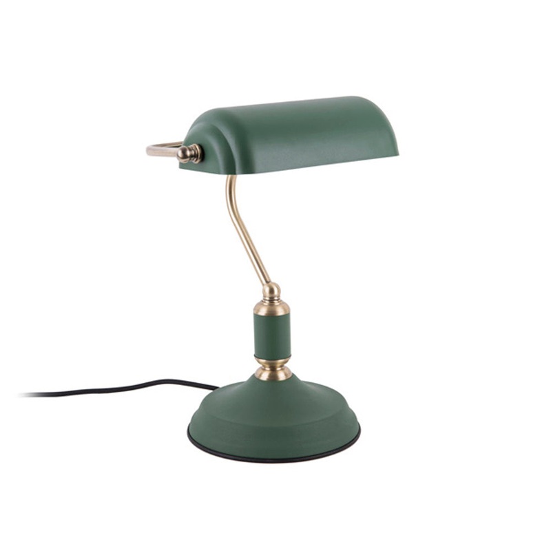 Present Time Table Lamp Bank Iron Green Wit Antique Gold