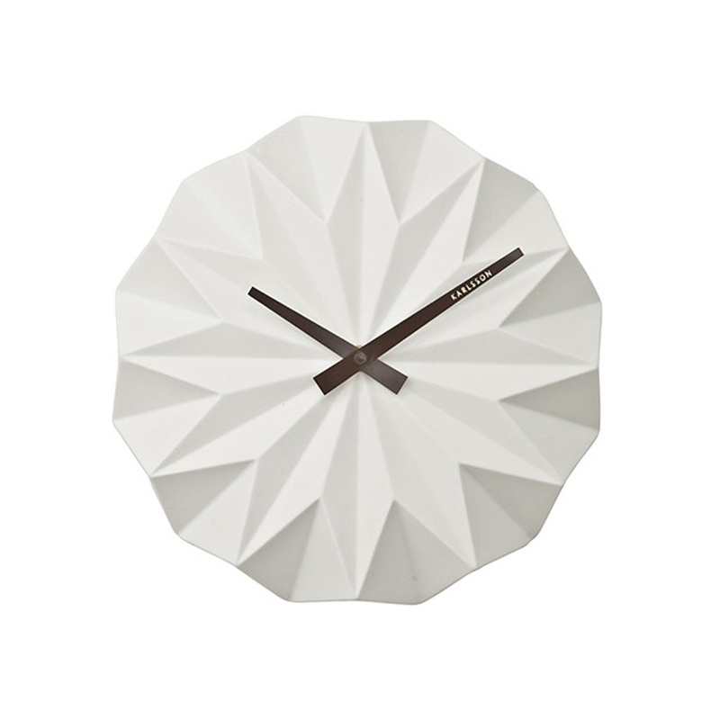 Present Time Wall Clock Origami Ceramic Matt White