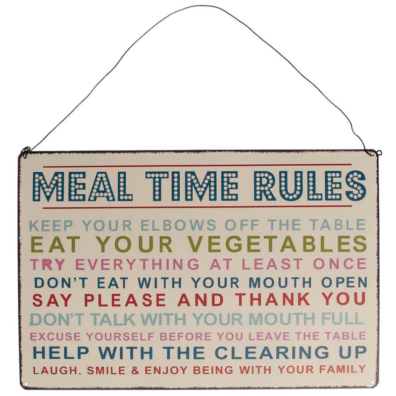 Rex Meal Time Rules Hanging Metal Sign