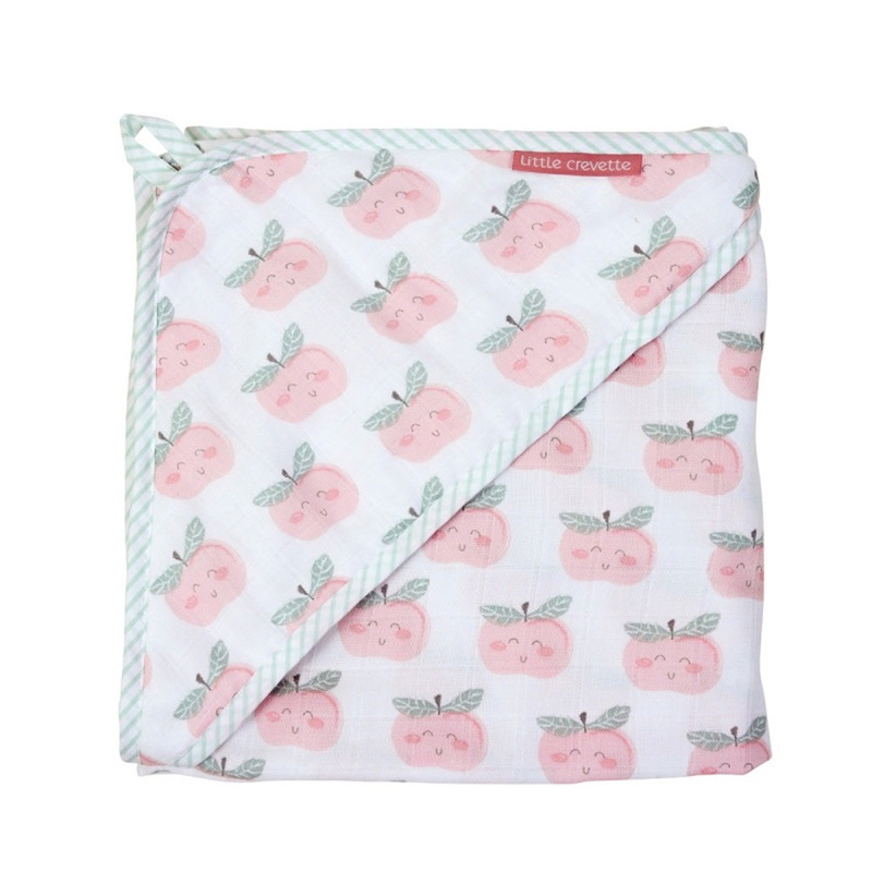 Little Crevette Hooded Towel in Swaddle Pomme D Amour