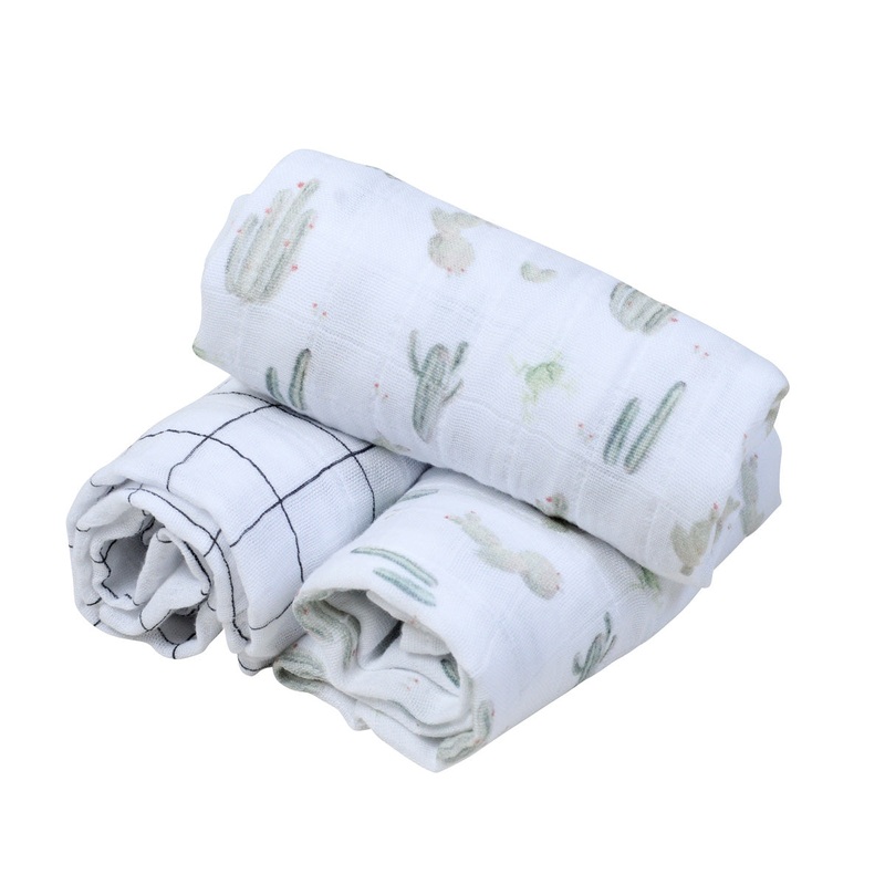Little Crevette Set of 3 Swaddles Cactus