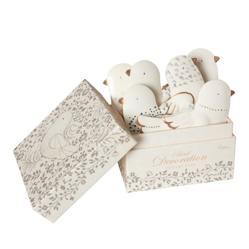 Maileg 6 Metal Birds in Box