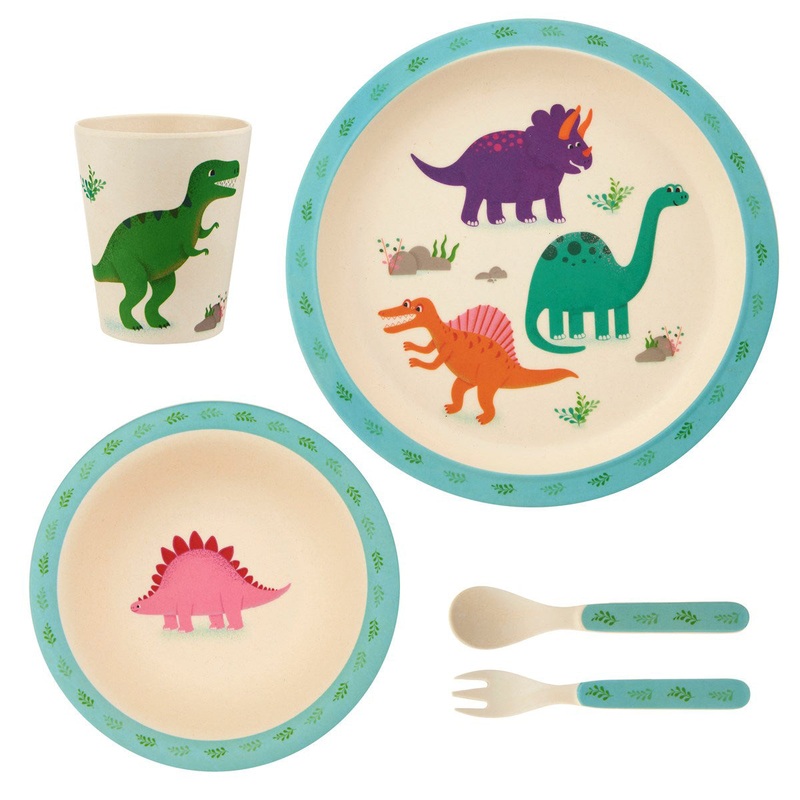 RJB Stone Roarsome Dinosaurs Bamboo Tableware Set