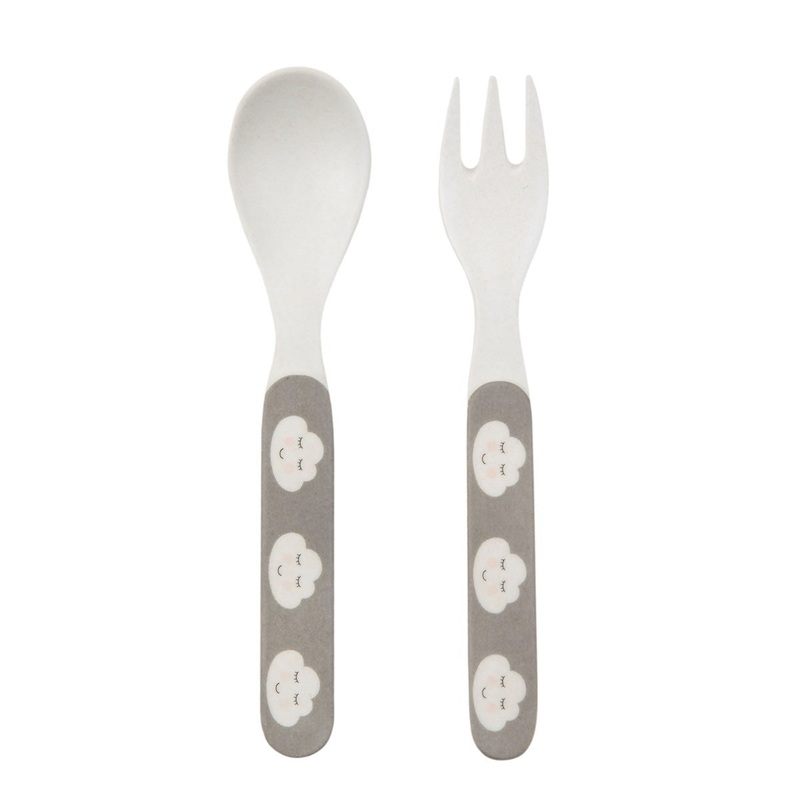 RJB Stone Sweet Dreams Cloud Bamboo Kid's Fork & Spoon Set