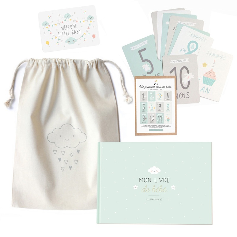Zu Boutique Birth Box with Book, Cards & Cotton Bag