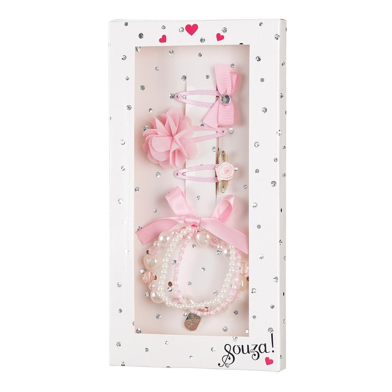 Souza Giftbox Bracelet + 3 Hair Clips Light Pink