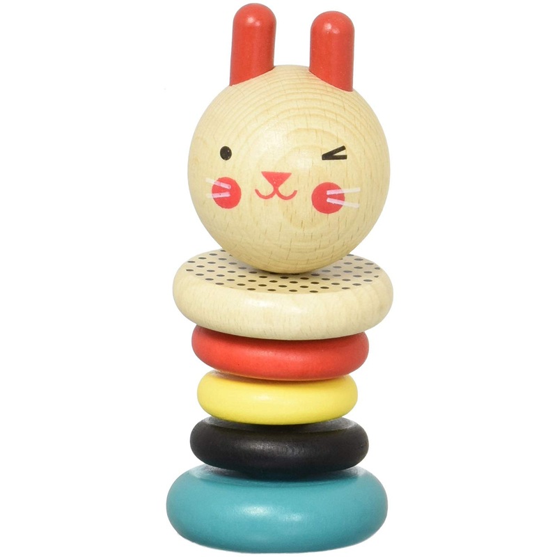 Petit Collage Rabbit Wood Rattle