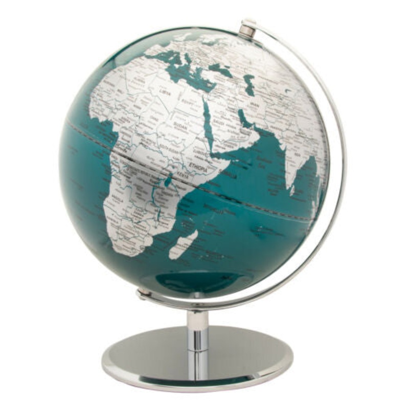 Wild & Wolf Globe 10 inch Metallic Chrome Petrol Blue