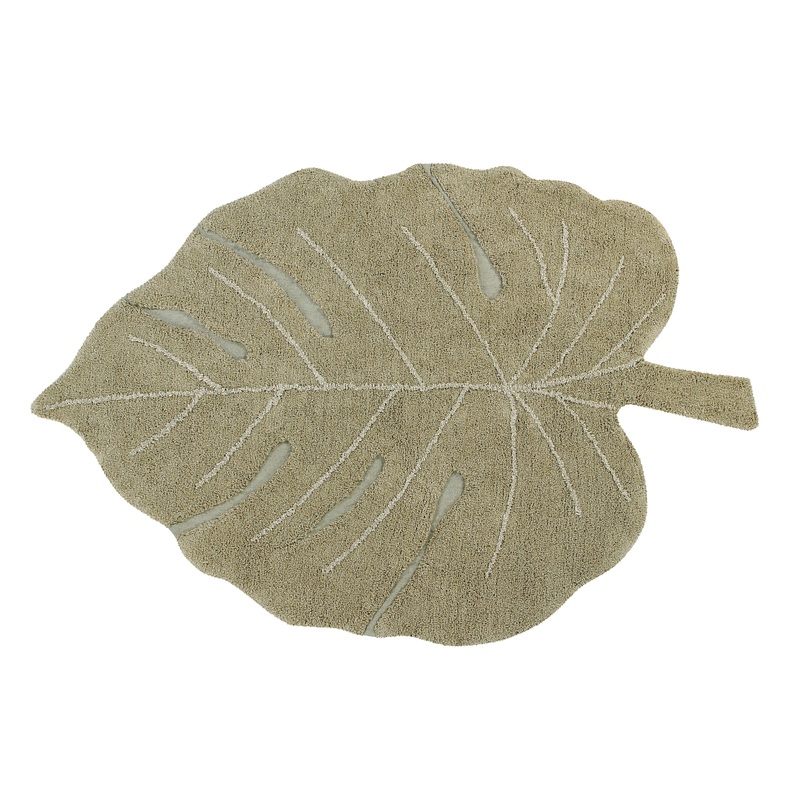 Lorena Canals Re-Edition Monstera Olive Machine Washable Cotton Rug