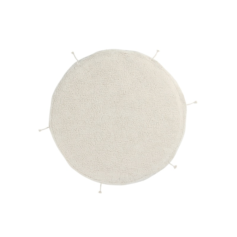 Lorena Canals Re-Edition Pyjama Party Sleepover Lou Natural Machine Washable Cotton Rug & Pouffe