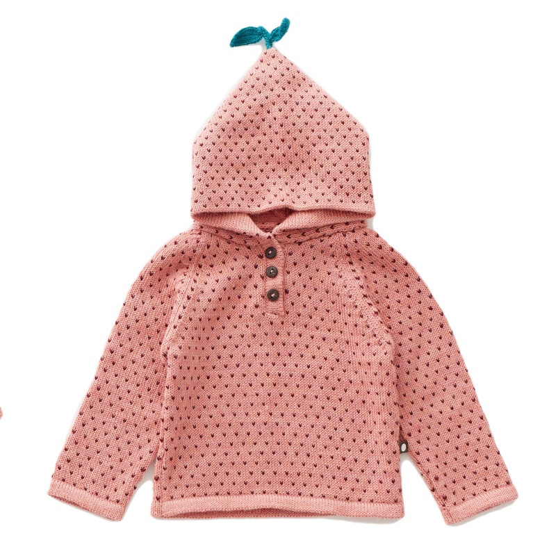 Oeuf Dot Single Layer Hoodie Peony/Burgundy