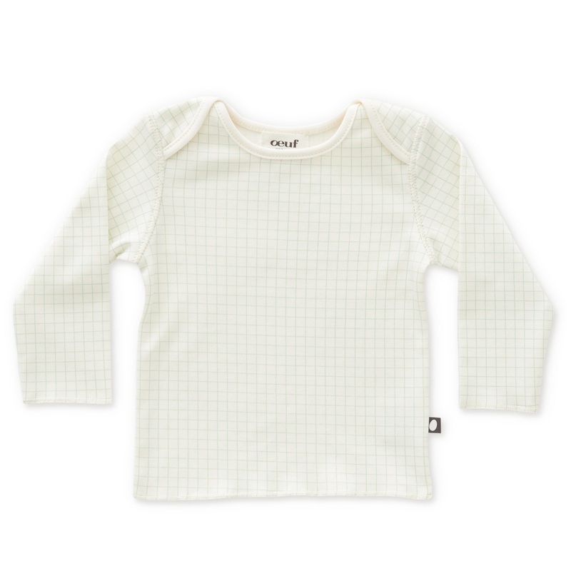 Oeuf LS Tee Onesie White/Checks