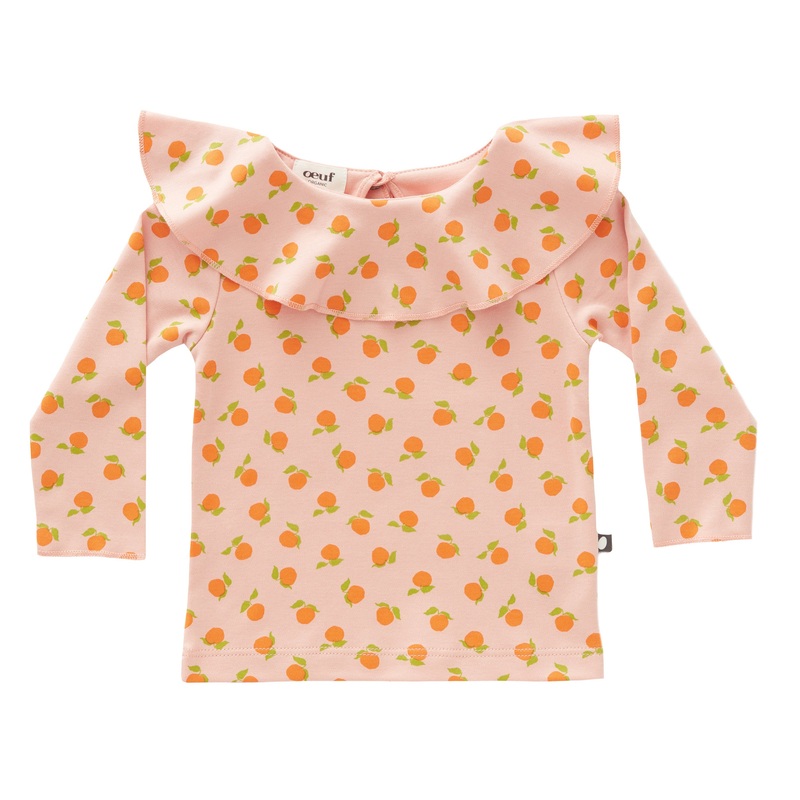 Oeuf Ruffle Collar Tee Pink/Clementines