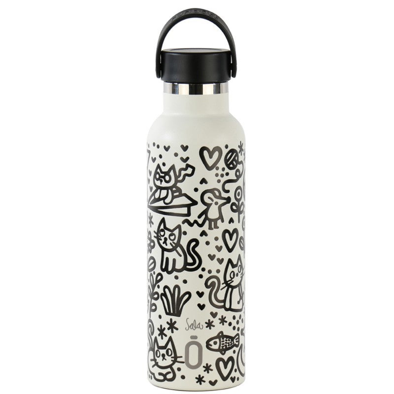Runbott Thermal Bottle Sport+C.Stand. 600 ml-7x7x25 Carme Sala Doodle Nata