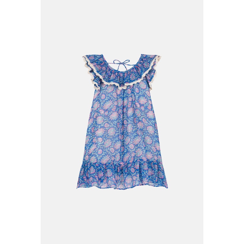 Louise Misha Dress Natiya - Printed Cotton Voile - Blue Capri Cove
