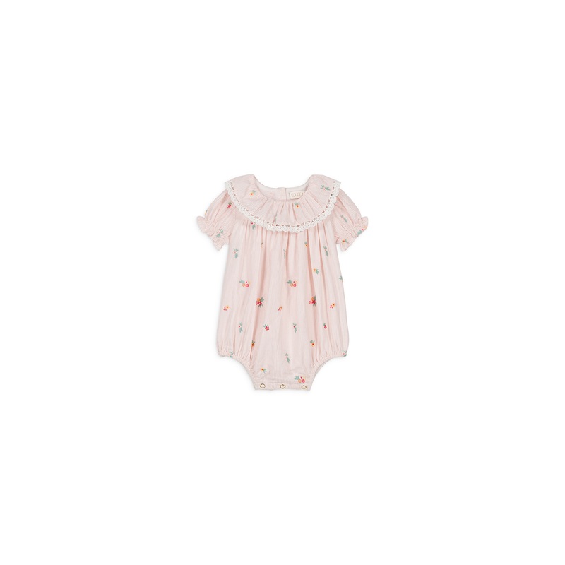 Louise Misha Rompers Yolia - Embroidered Yarn Dyed Stripes - Pink Bouquet Stripes