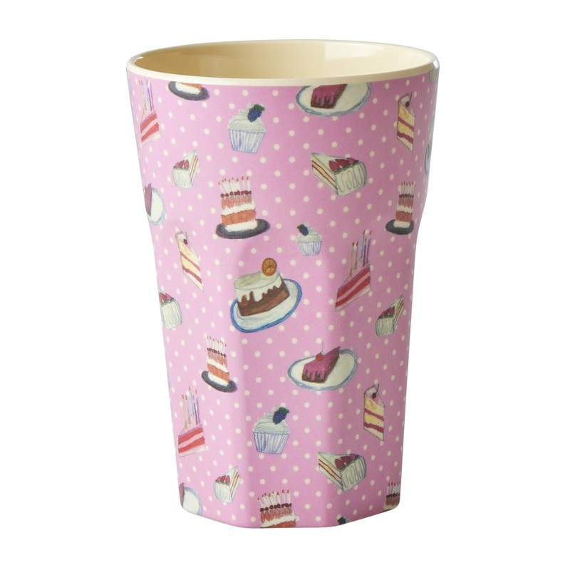 Rice DK Melamine Cups with Sweet Cake Print - Tall - 400ml