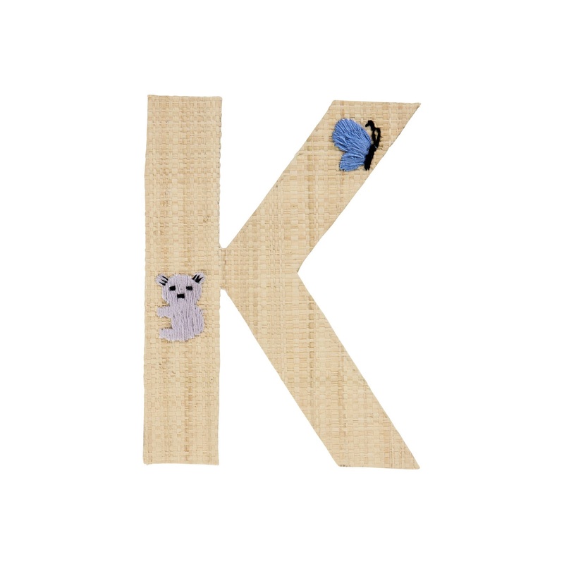 Rice DK Raffia Sticker Letter in Nature with Butterfly and Koala Embroidery - K