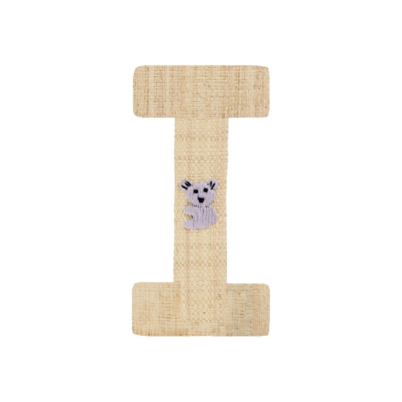 Rice DK Raffia Sticker Letter in Nature with Koala Bear Embroidery - I