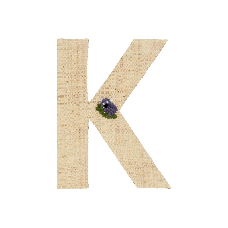 Rice DK Raffia Sticker Letter in Nature with Koala Bear Embroidery - K