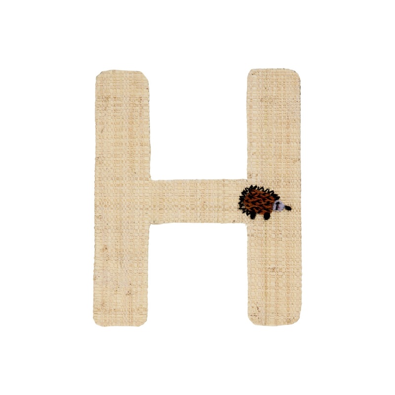 Rice DK Raffia Sticker Letter in Nature with Porcupine Embroidery - H