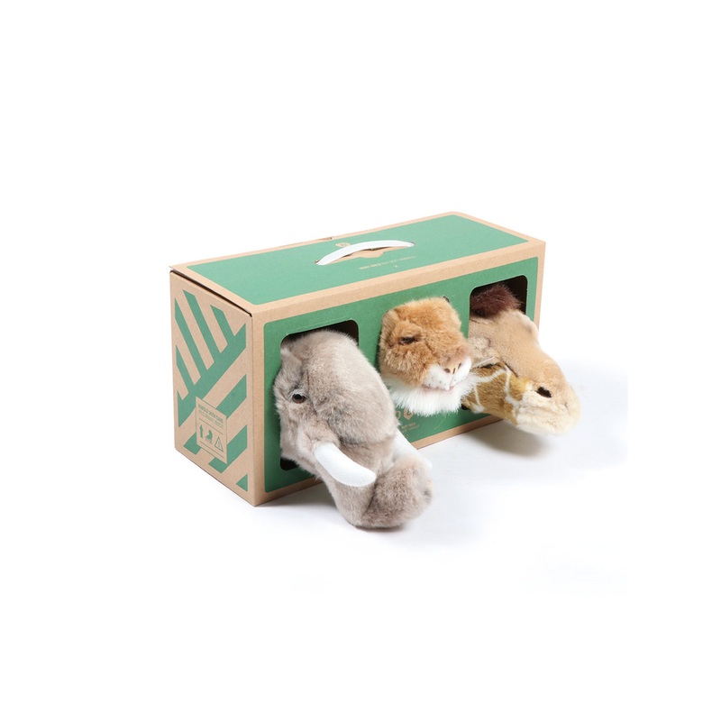 Wild & Soft Safari Box - Set of 3 Sm. Heads (Elephant/Lion/Giraffe)