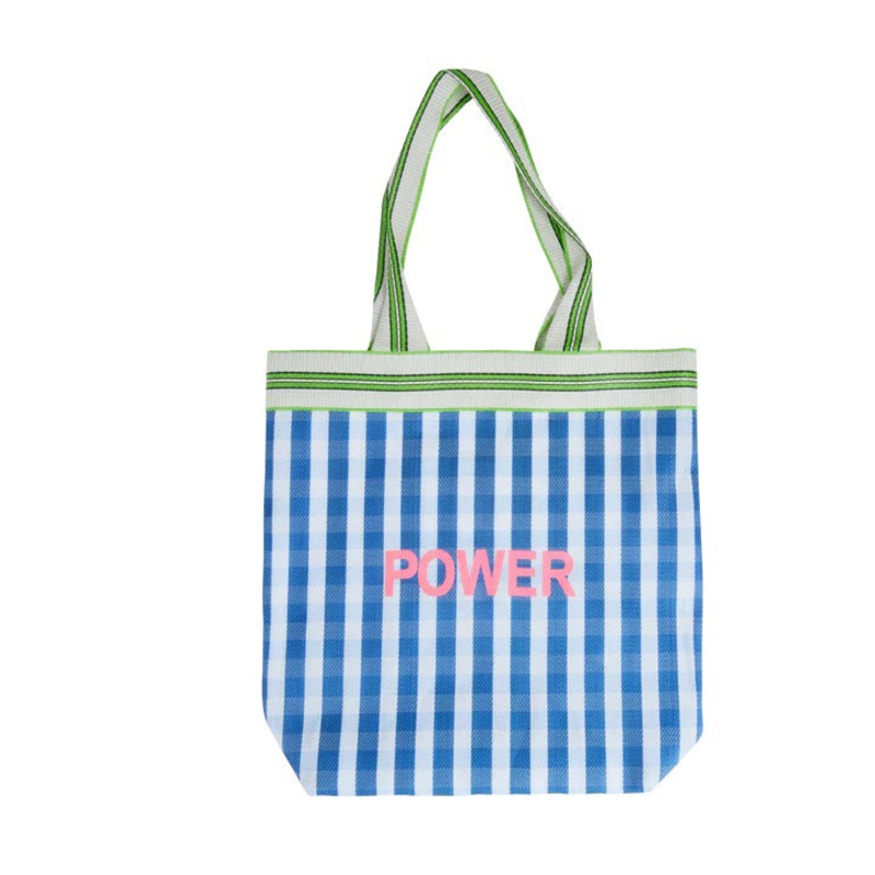 Rice DK Recycled Plastic Shopping Bag with Blue and White Stripes