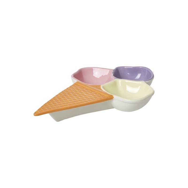 Rice DK Ceramic Ice Waffle Dish 3 Room - Lavender