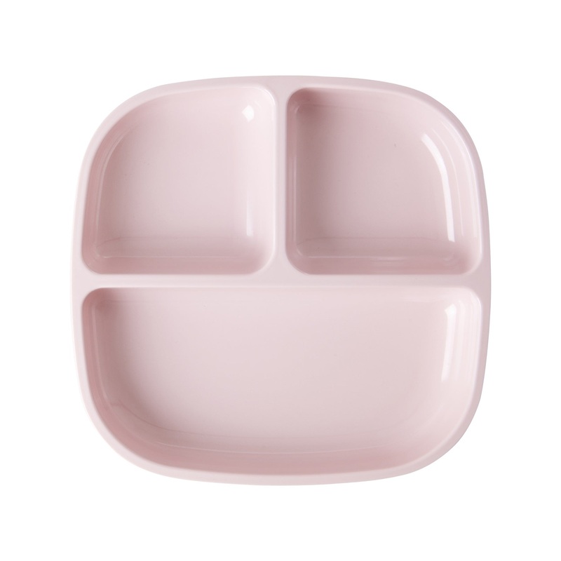 Rice DK Melamine Kids 3 Room Plate - Soft Pink