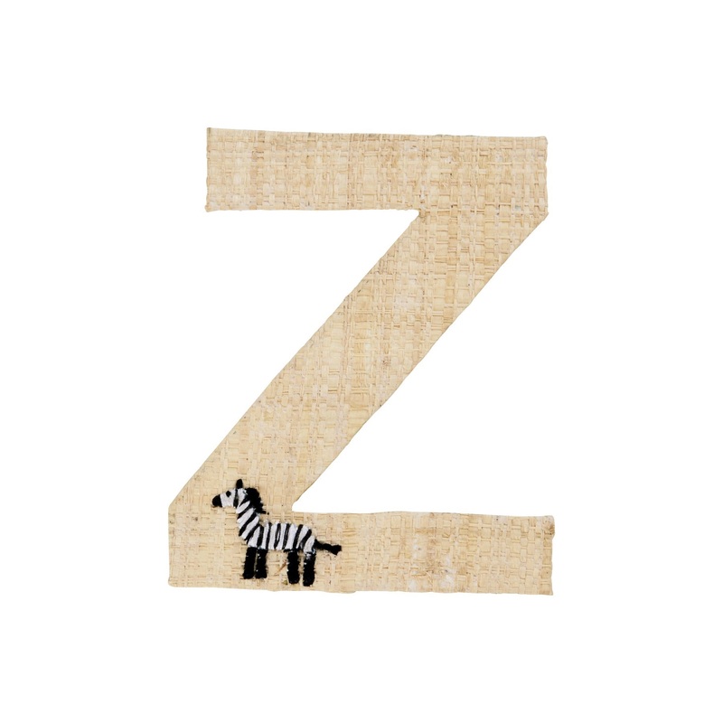 Rice DK Raffia Sticker Letter in Nature with Zebra Embroidery - Z