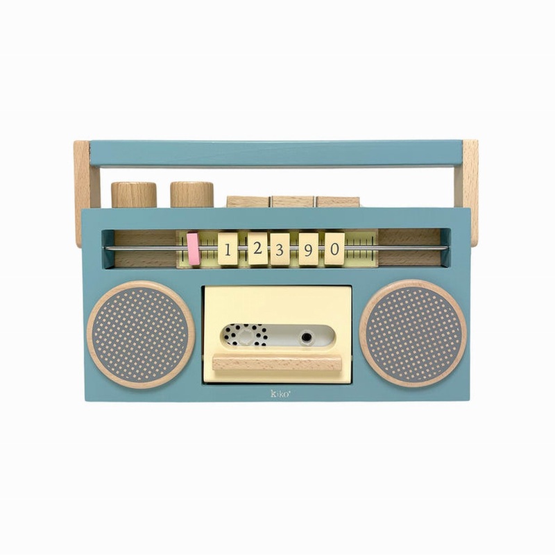 kiko+ & gg* Tape Recorder  Wooden Toy Recorder- (Blue)