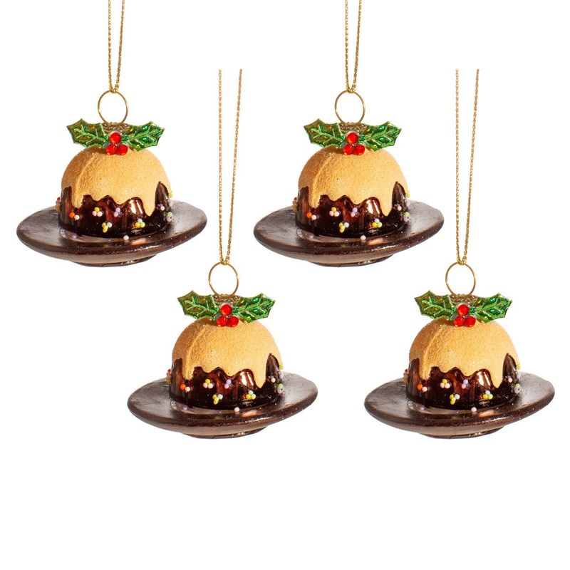 RJB Stone Christmas Pudding Shaped Bauble Set of 4