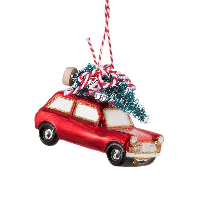 RJB Stone Coming Home for Xmas Red Car Shaped Bauble