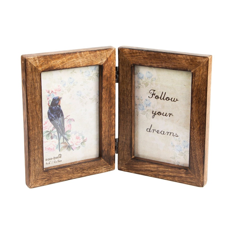 RJB Stone Double Dark Wood Photo Frame