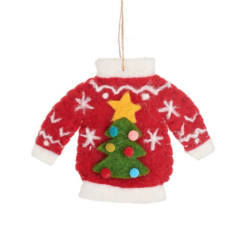 RJB Stone Red Christmas Jumper Felt Hanging Decoration