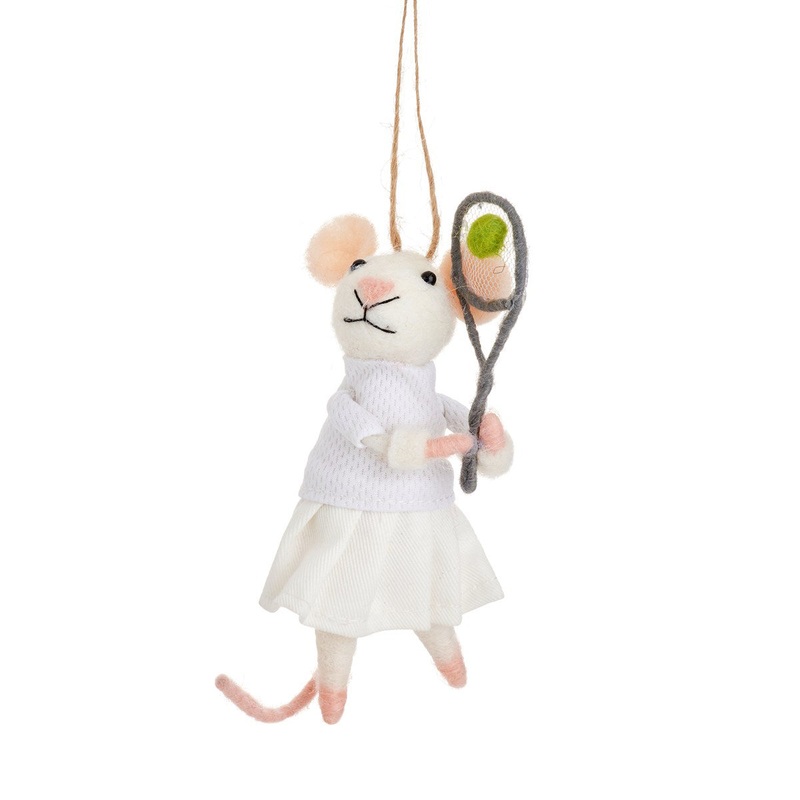 RJB Stone Tennis Mouse Felt Hanging Decoration