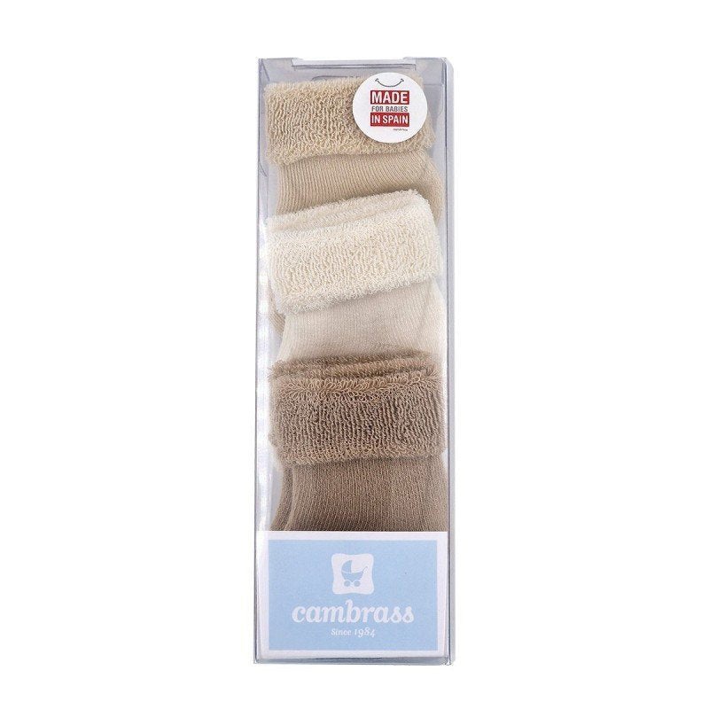 Cambrass Set 3 Socks For Baby Liso Beige Sz.000 (17 - 18)